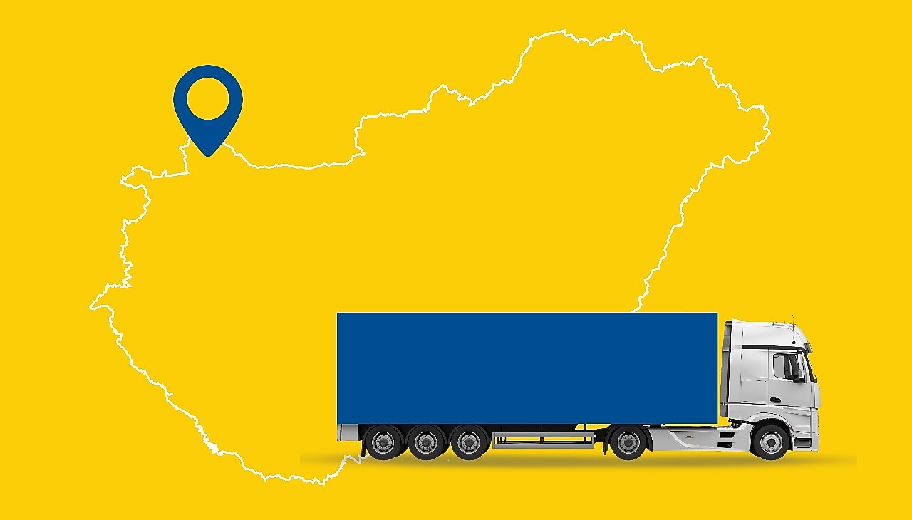 Truck on map indicating different locations