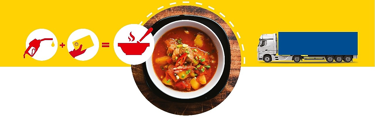 Food with truck on the side indication shell card benefits