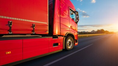 Red Truck on road