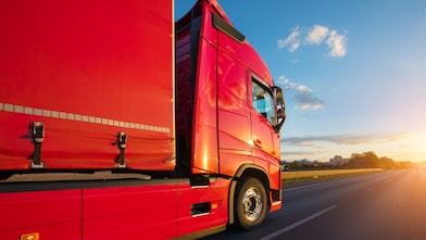 Red Truck on road