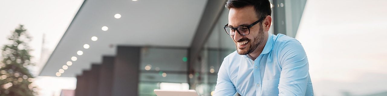 Man working on tablet