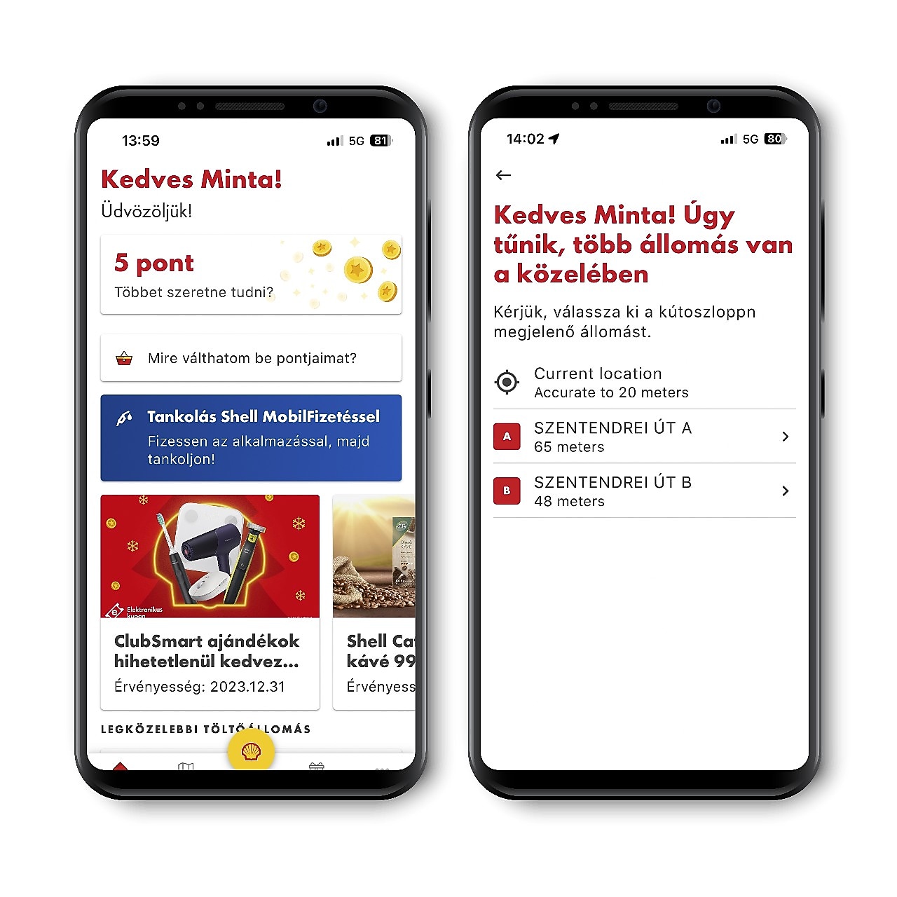 Shell App mobilképernyő fotók