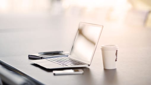 laptop, coffee