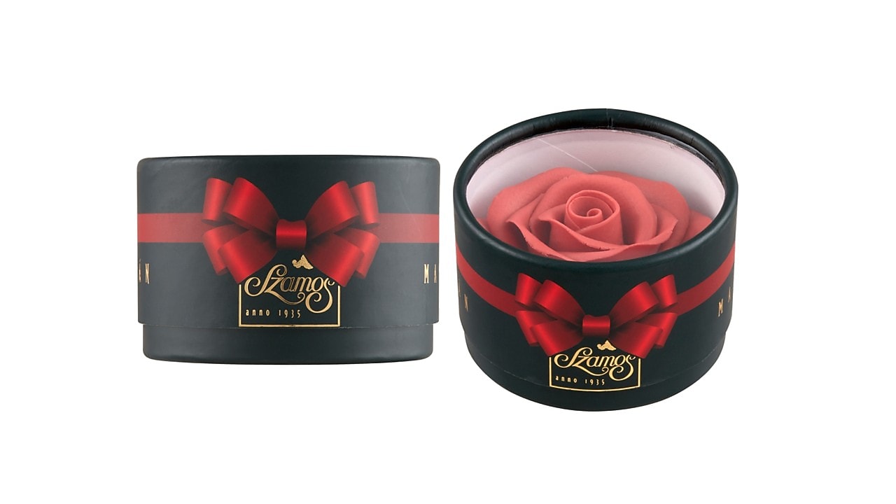 Díszdobozos Szamos marcipán rózsa, 50g