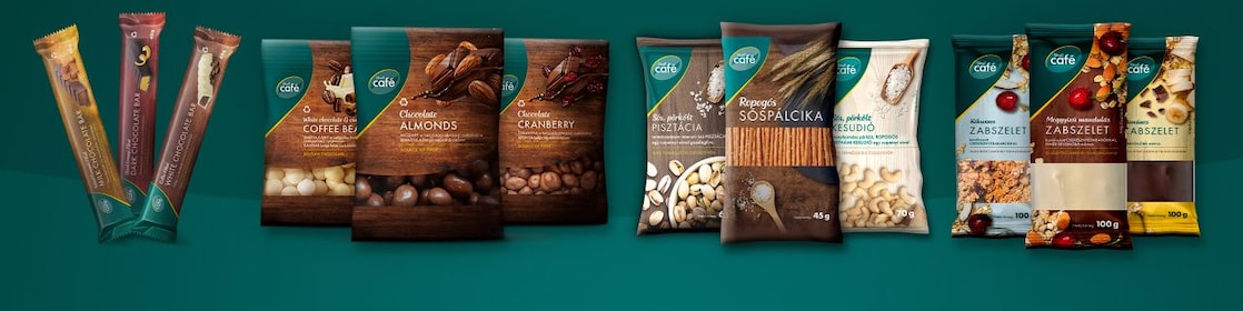 A group of bags of food