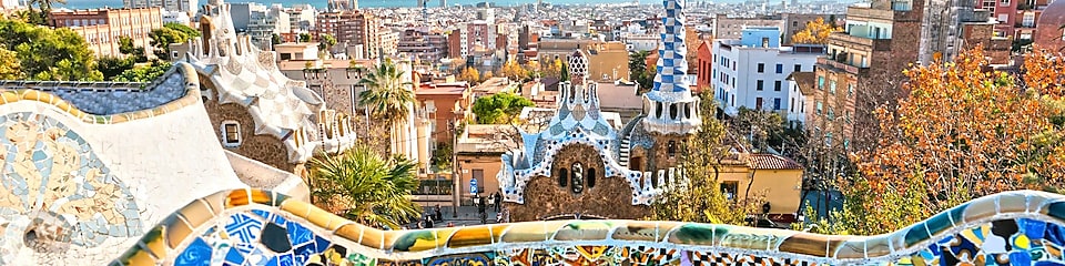 A Park Guell Barcelonában, Spanyolországban