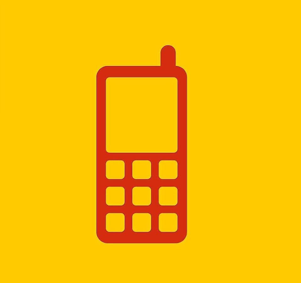 mobile phone graphic on yellow background