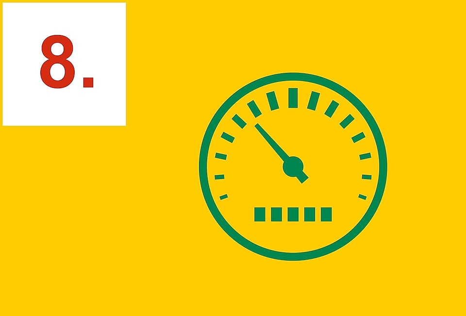 Zöld sebességmérő sárga háttérrel