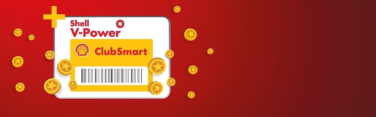 Shell ClubSmart kártya V-Power felirattal és érmékkel.