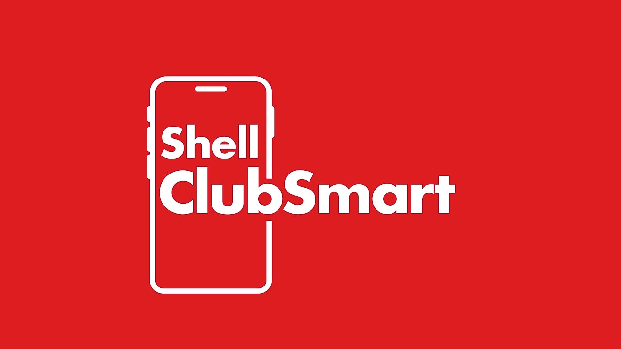 Shell ClubSmart logó fehér szöveggel piros alapon.